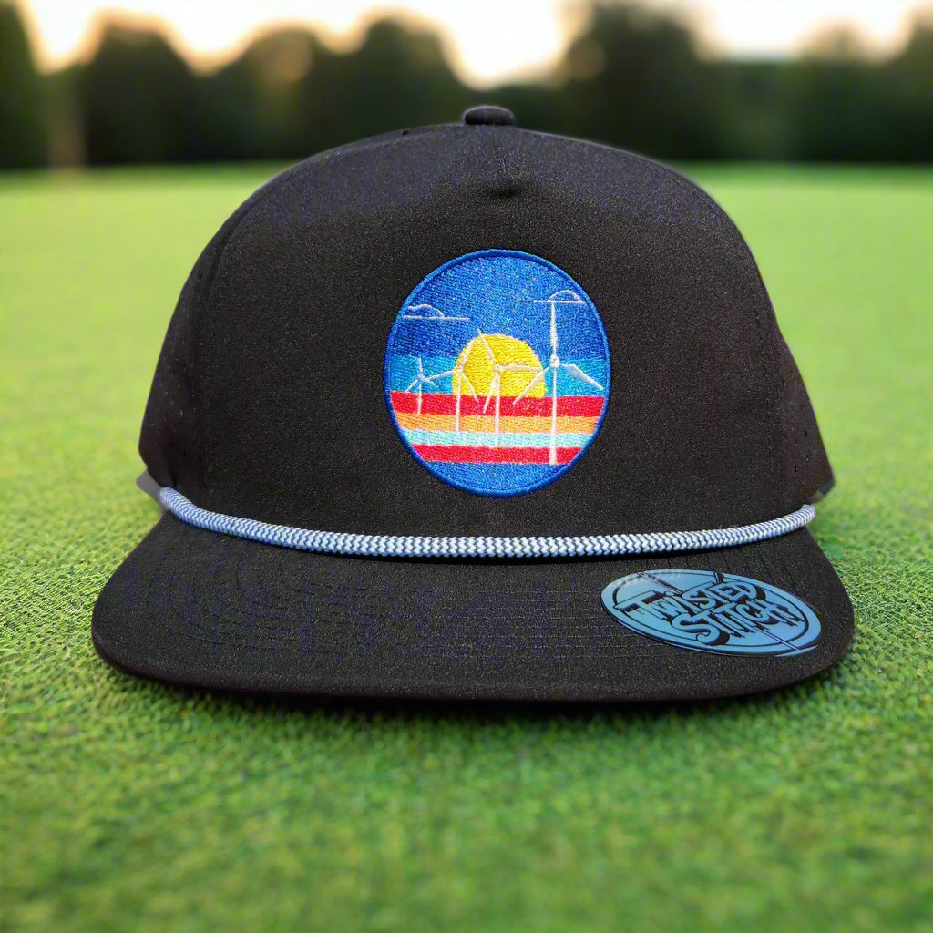 Wind Turbine Sunrise Golf Hat