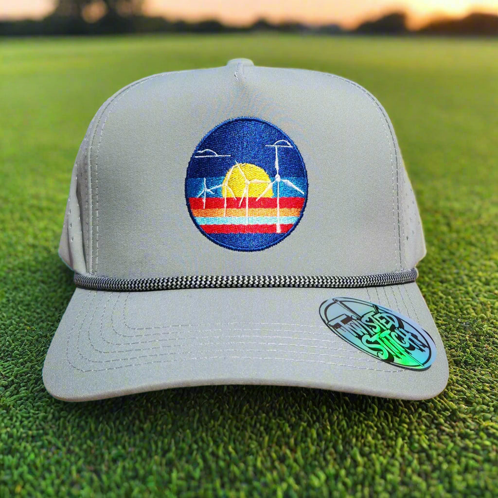 Wind Turbine Sunrise Golf Hat