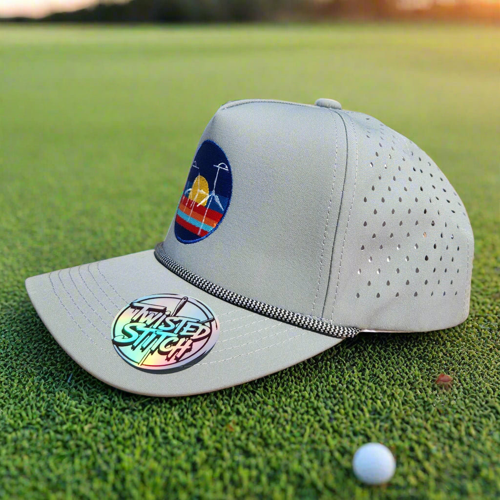 Wind Turbine Sunrise Golf Hat